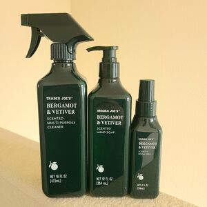 Trader Joe's Bergamot & Vetiver Cleaner, Hand Soap, Room Spritz New